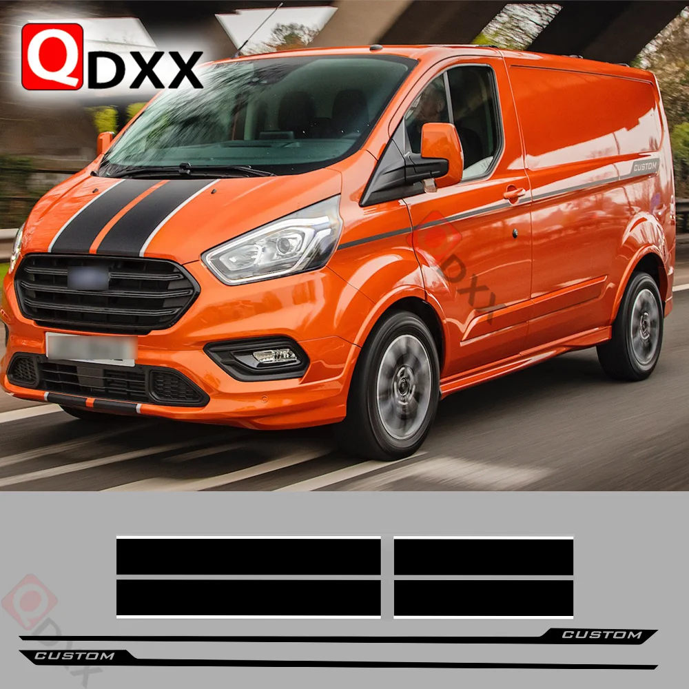 Per Ford Transit Tourneo Custom Camper Van Sport Decalcomanie In Vinile Tuning Accessori Auto 6Pcs Lot Car Hood Side Rear Door Stickers