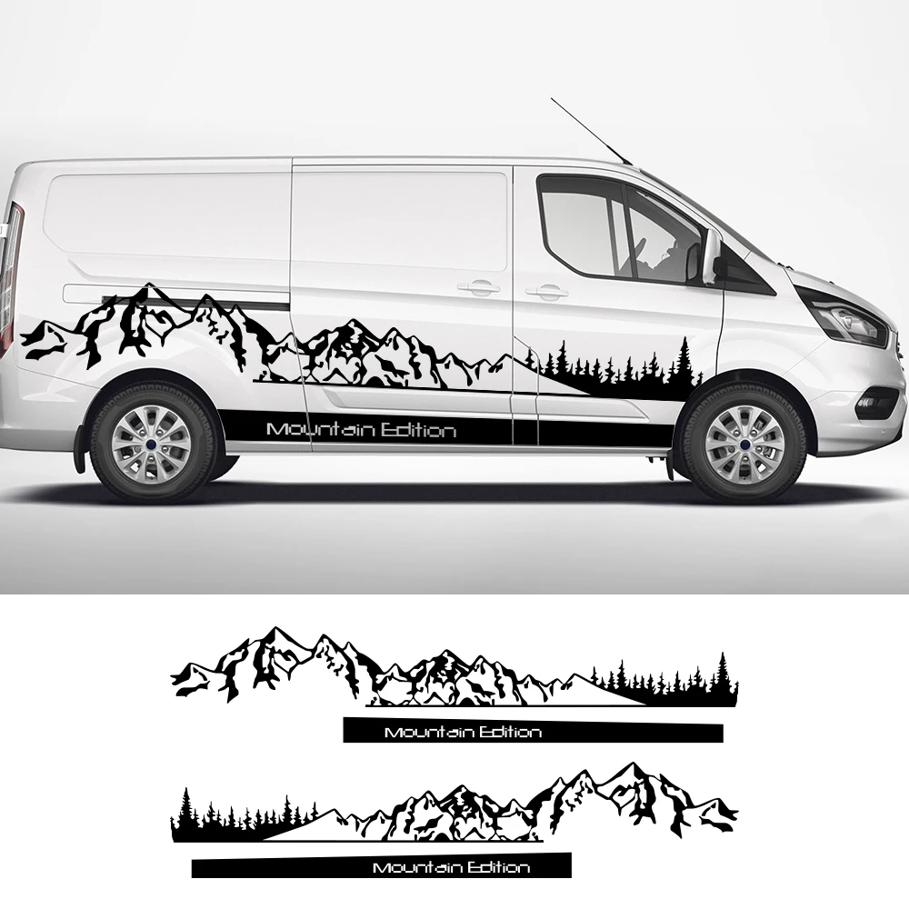 Adesivi Per Auto Per Ford Transit Tourneo Custom Mk6 Mk7 Mk8 Tuning Accessori Camper Van Door Decor Mountain Graphics Decalcomanie In Vinile