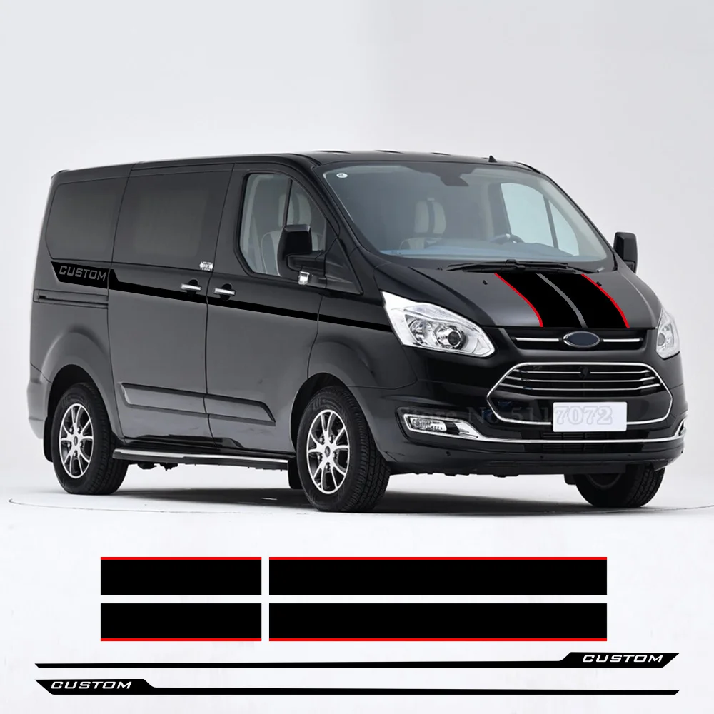 6Pcs Car Hood Cover Auto Body Side Porta Posteriore Adesivi Camper Van Sport Decalcomanie In Vinile Accessori Per Ford Transit Tourneo Custom