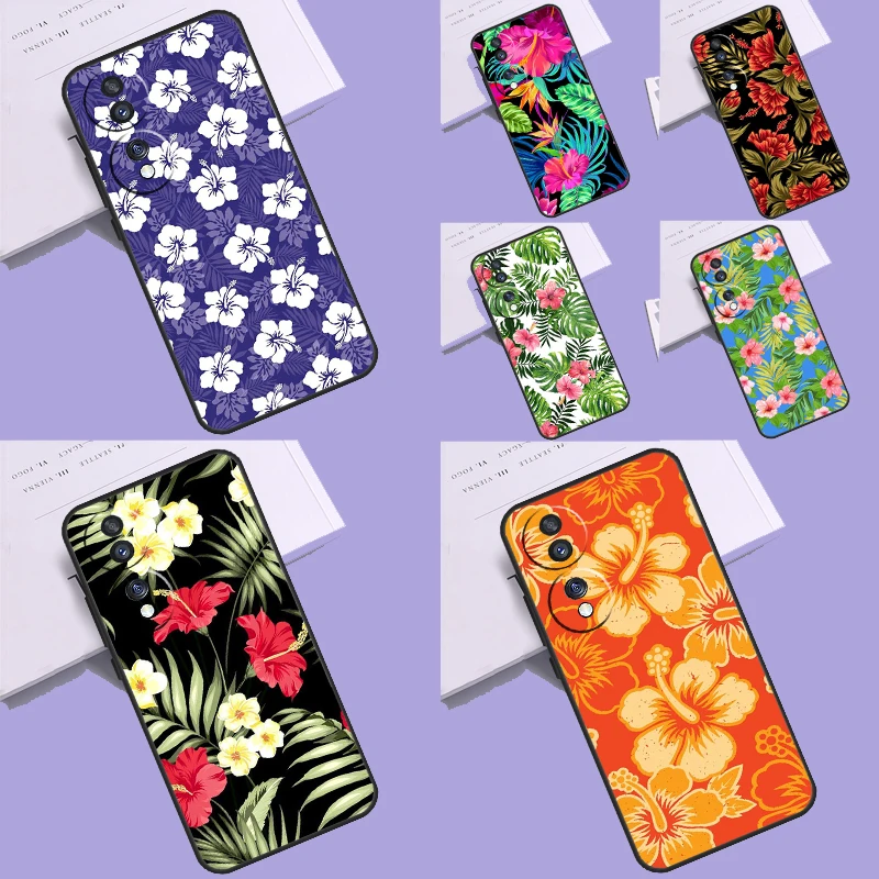 Hibiscus Flowers Cover Per Telefono Ibrido Floreale Per Honor X9A X8A X7A X6A X7 X8 X9 8X 9X Magic 5 Pro Honor 70 50 90 Lite Case