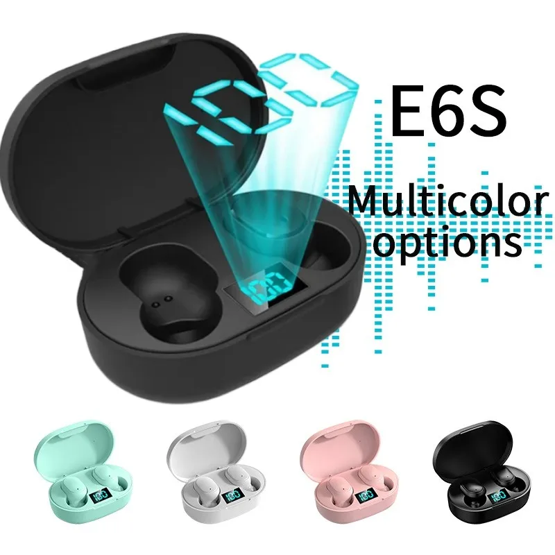 Nuovo E6S Bluetooth Wireless Headphone 5.2 Auricolari Bluetooth Auricolari Tws Headset Con Custodia Di Ricarica Per Xiaomi Iphone