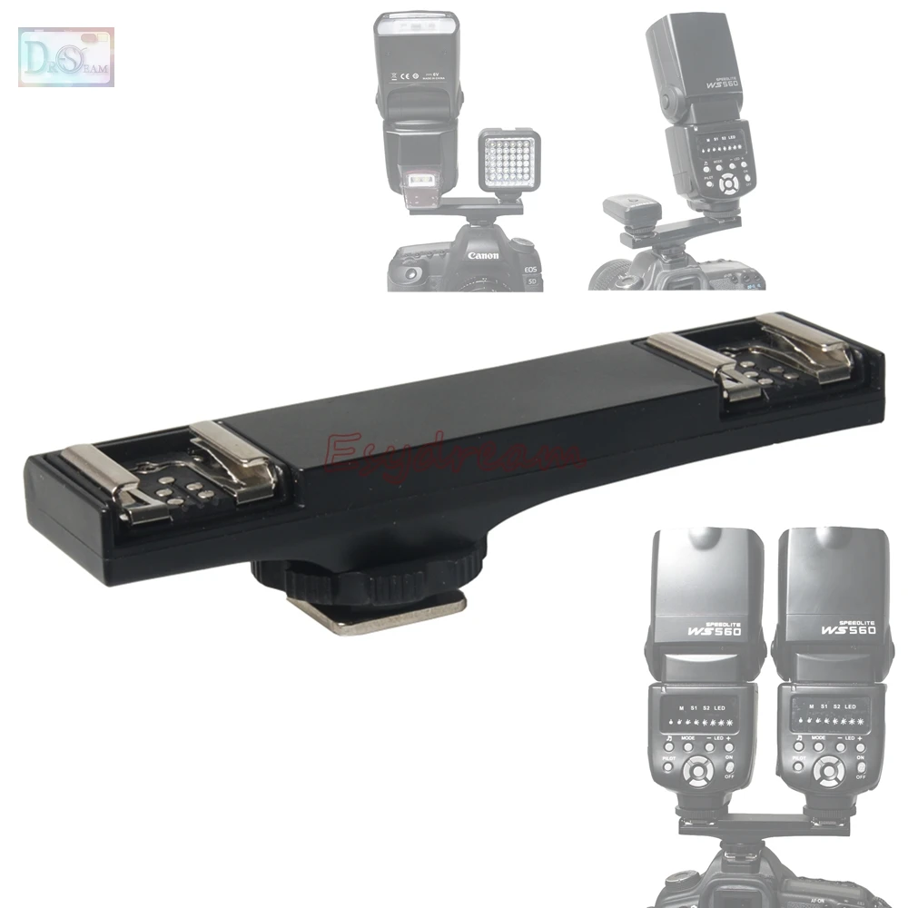 Dual Hot Shoe Sync Ttl Off-Camera Staffa Braccio Splitter Per Canon 600Ex 580Ex 550Ex 430Ex Ii Flash Speedlite Studio Trigger