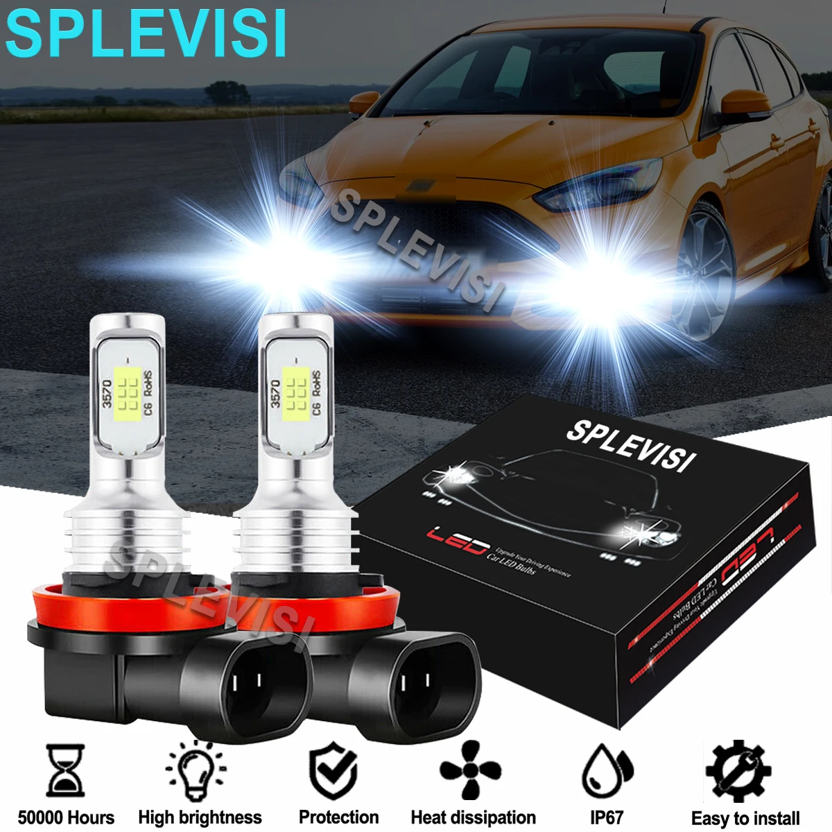 2X Led Fendinebbia 6000K Bianco Per Ford Focus St 225 Mk2 Ford Mondeo Mk5 2012-2020 Ford Fiesta 2017 2018 2019 2010 -2020
