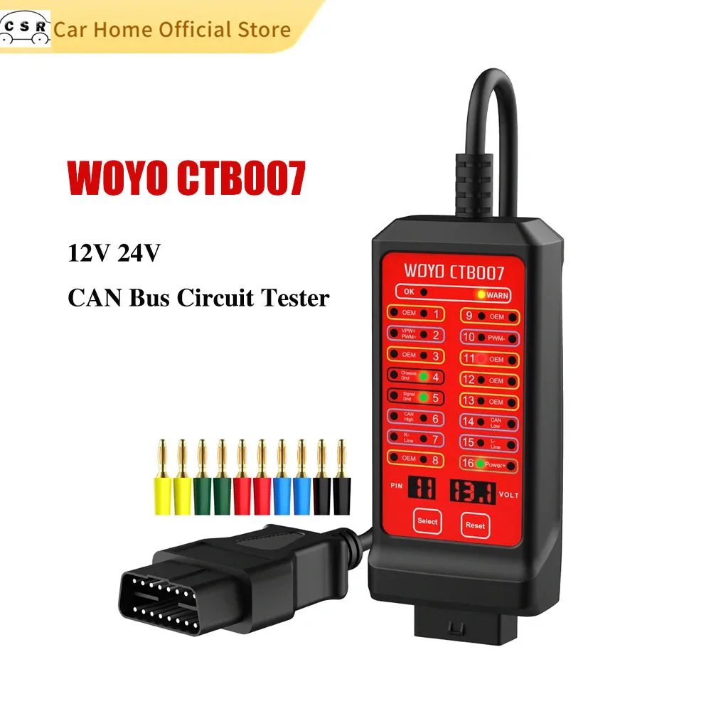 Woyo Ctb007 12V 24V Can Bus Circuit Tester 16Pin Break Out Box Detection Obd2 Car Detector Auto On-Board Tester Di Diagnosi Dei Guasti