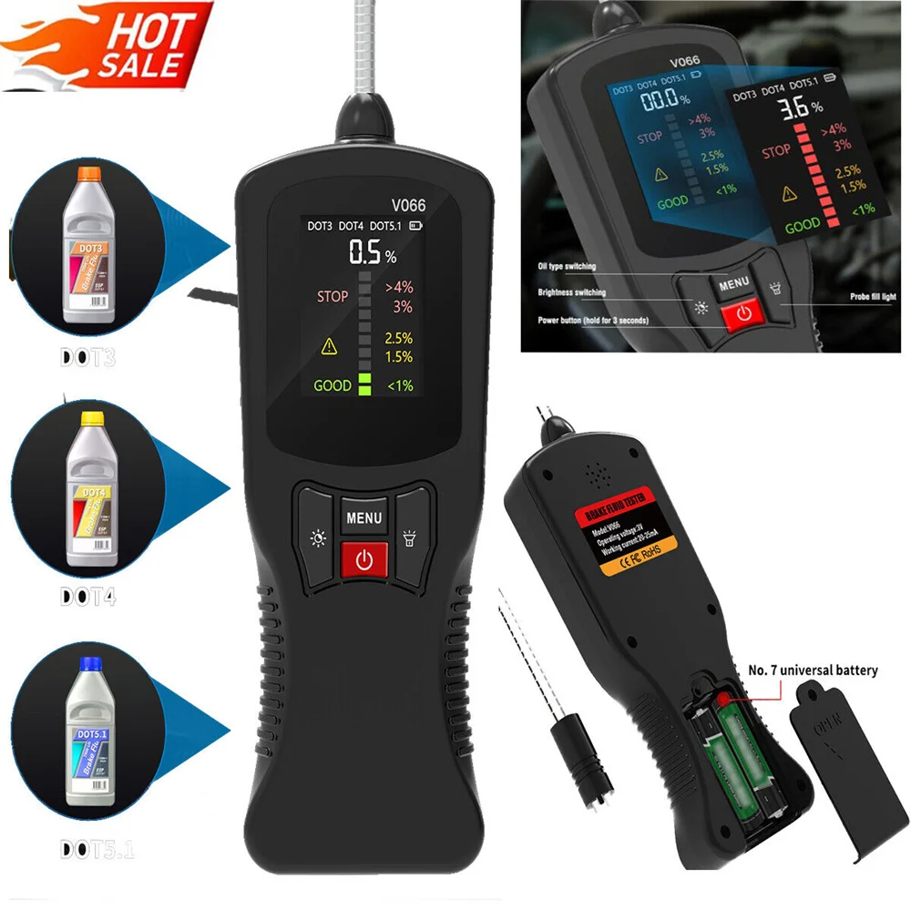 V066 Auto Brake Fluid Tester Diagnosi Del Liquido Dei Freni Automobilistico Tester Del Contenuto Di Umidità Del Liquido Dei Freni Display Digitale Del