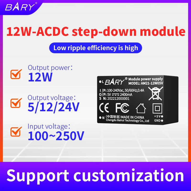 Spedizione Gratuita Modulo Di Alimentazione Buck Acdc 110V- 250Vac A 5V 2.4A 12W |