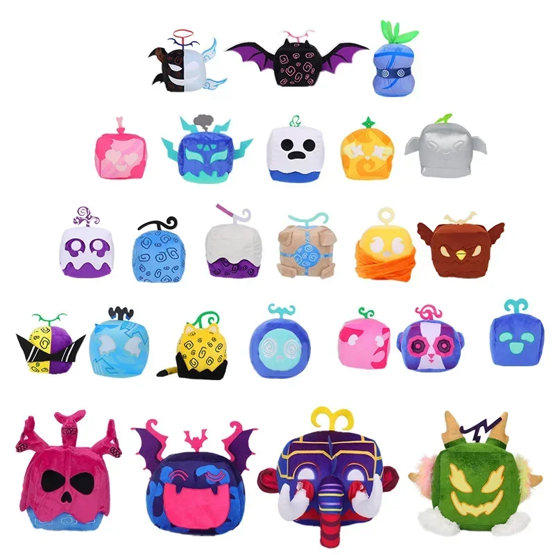 Funny Blox Fruits Anime Game Peluche Fruit Leopard Pattern Box Soft Farcito Anime One Piece Demon Fruit Toy Regalo Di Natale Per Bambini