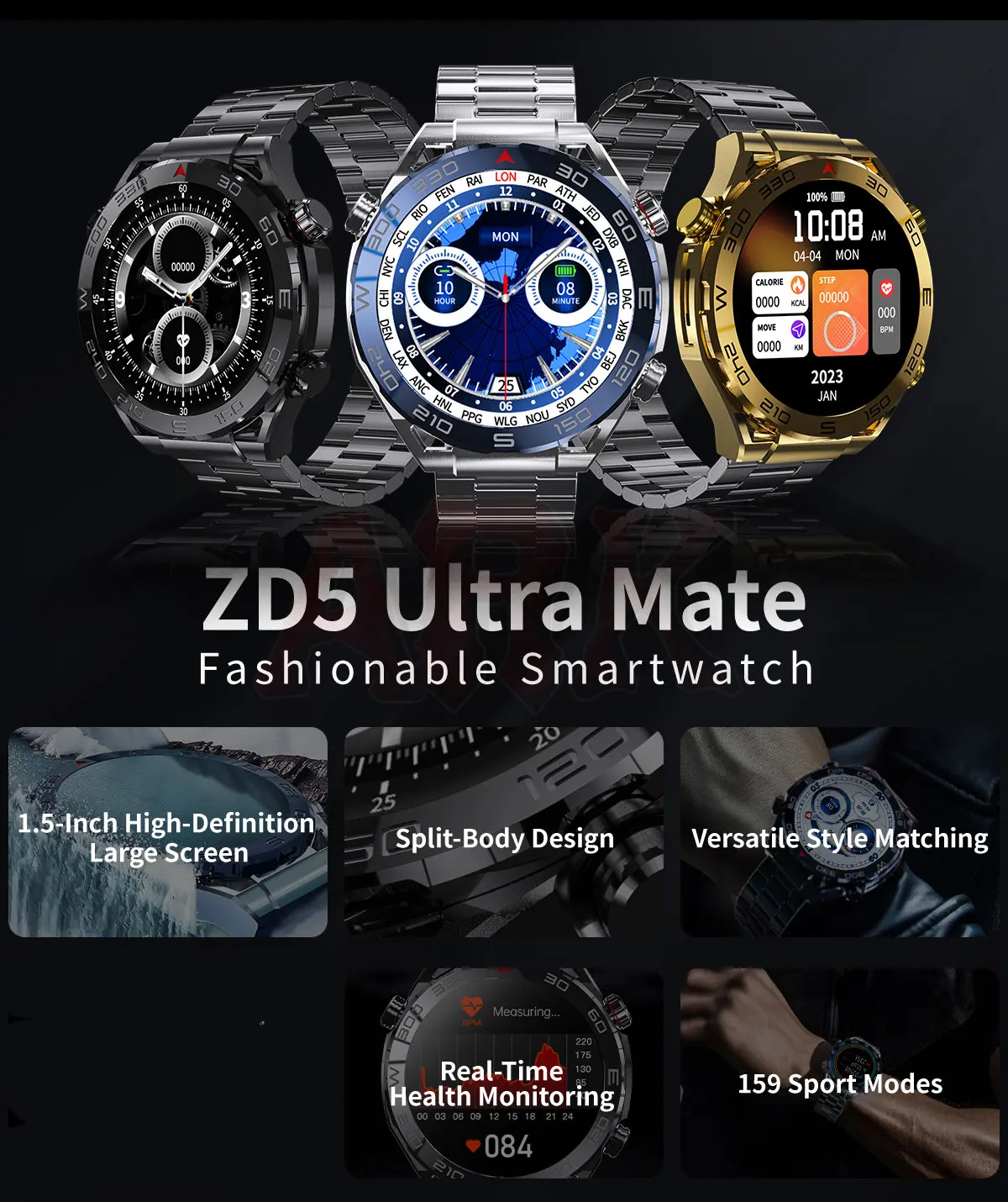 Originale Zd5 Ultra Mate Smart Watch Men Nfc Bluetooth Call 485*485 Hd Screen Smartwatch Donna Per Oppo Xiaomi Pk Gt3 Pro Dt3 Max
