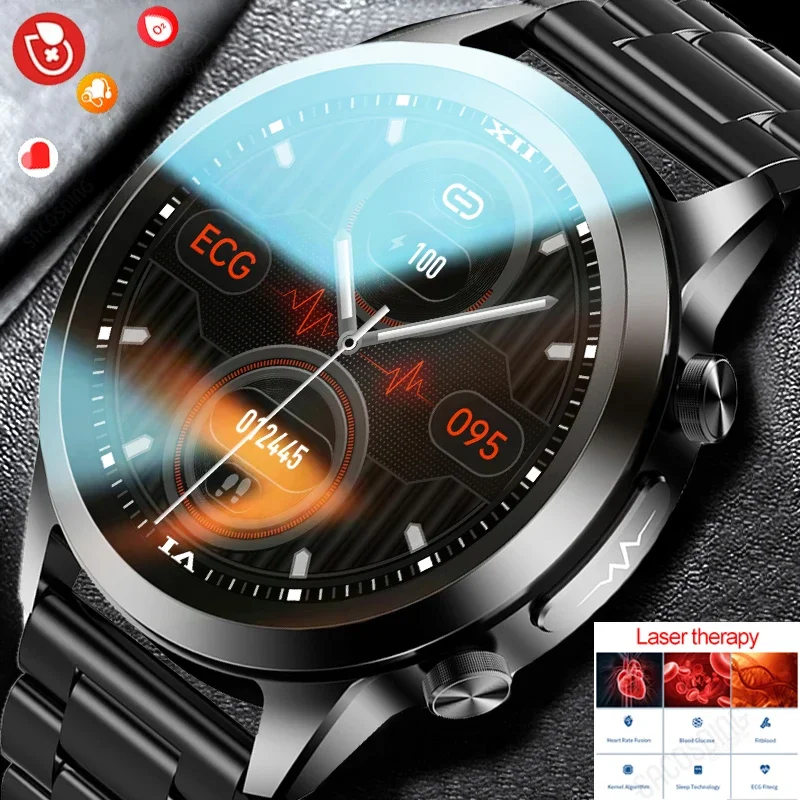 2023 Smartwatch Laser Therapy Blood Glucomb Blood Lipid Blood Pressure Monitor Health Smart Watch Ecg + Ppg Orologi Uomo Donna