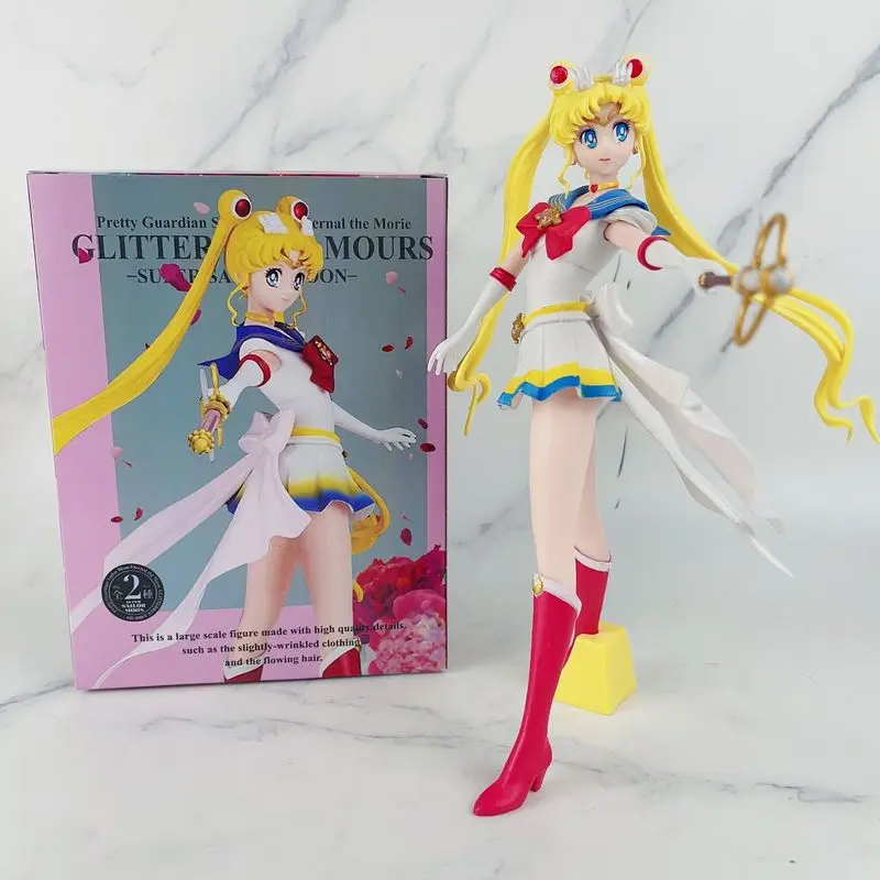 25Cm Anime Sailor Moon Figure Tsukino Usagi Model Dolls Sailor Glitter Glamours Action Figure Ornament Collection Toy Gifts