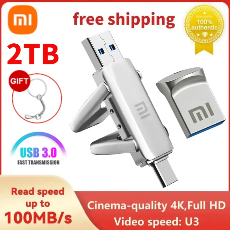 Xiaomi 2 In 1 Otg Pen Drive 2Tb Usb 3.0 E Usb-C Flash Pen Drive Memory Stick Usb 3.0 Flash Drive 128Gb 256G 512G Tipo C Pendrive