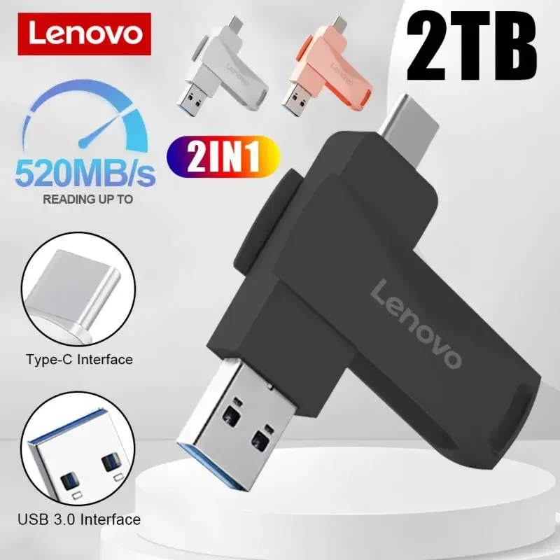 Lenovo Usb 3.0 Flash Drive 2Tb 1Tb 128Gb Super Tiny Pen Drive Metal Flash Disk Memoria Mobile Impermeabile Memory Stick Usb Per Pc