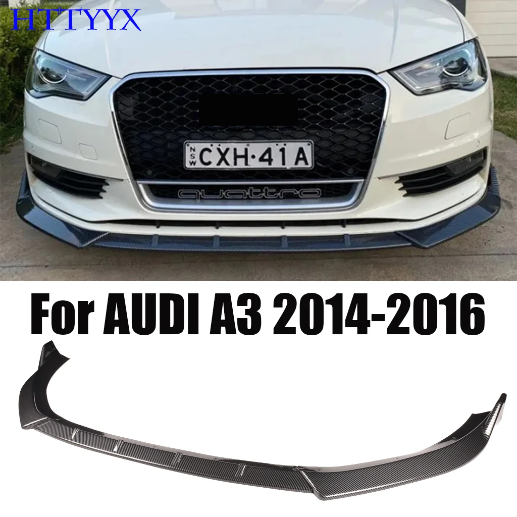 Car Front Bumper Splitter Lip Diffusore Body Kit Spoiler Guard Fit For Audi A3 8V 2014-2016 Versione Standard (Non Versione S-Line)