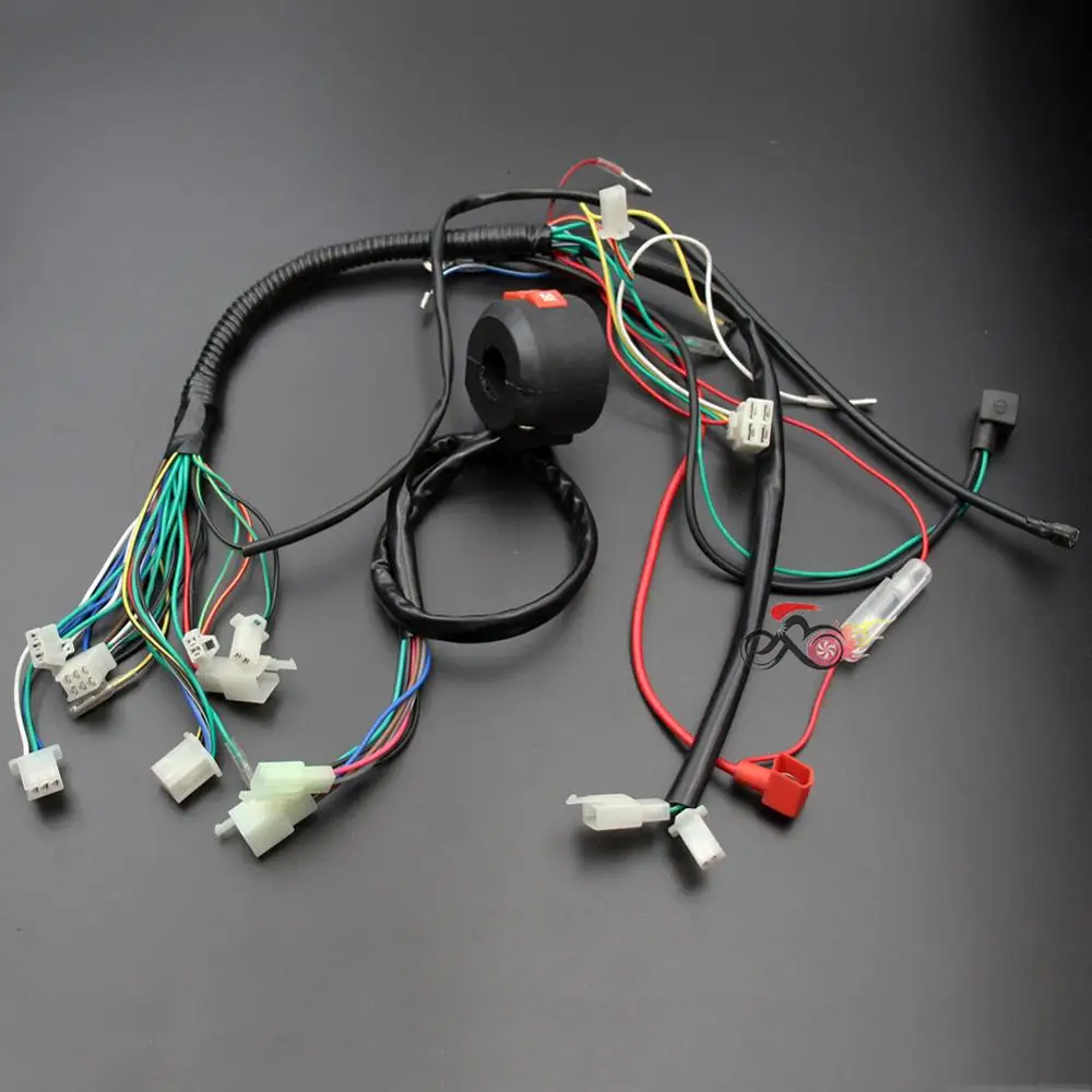 Pieno Impianto Elettrico Cablaggio E Interruttore 50Cc 70Cc 90Cc 110Cc 125Cc Atv Quad Buggy Go Kart Nuovo E-Moto
