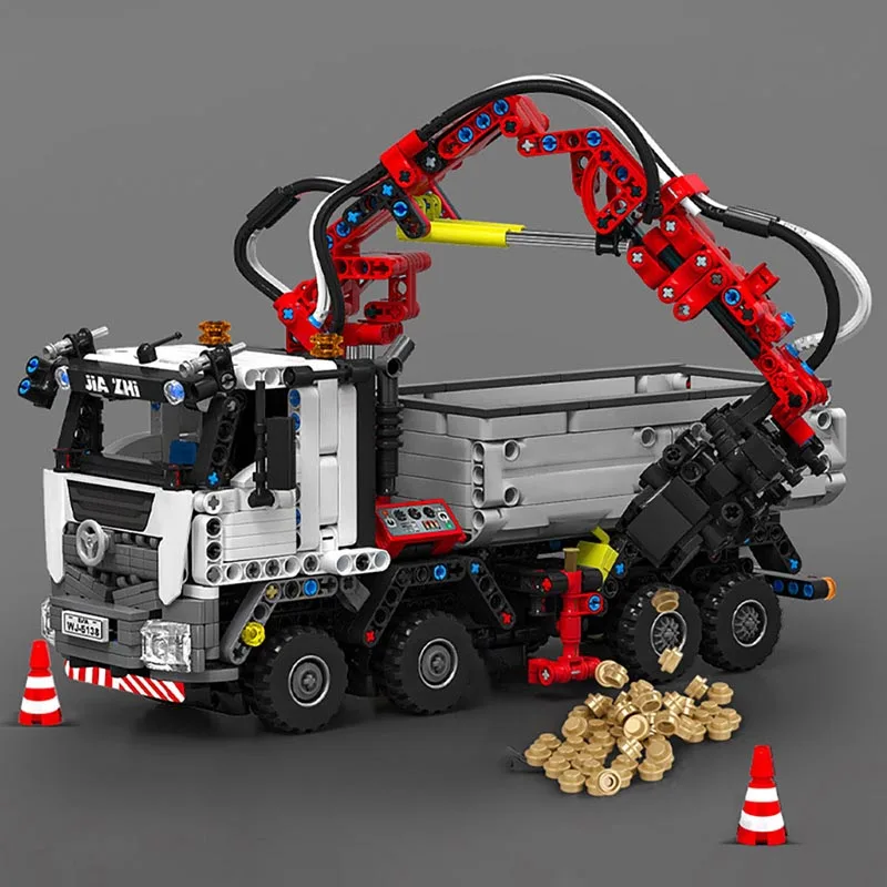 City Technical Engineering Heavy Truck Crane Model Building Blocks Moc Remote Control Motor Car Bricks Toys For Children Gifts