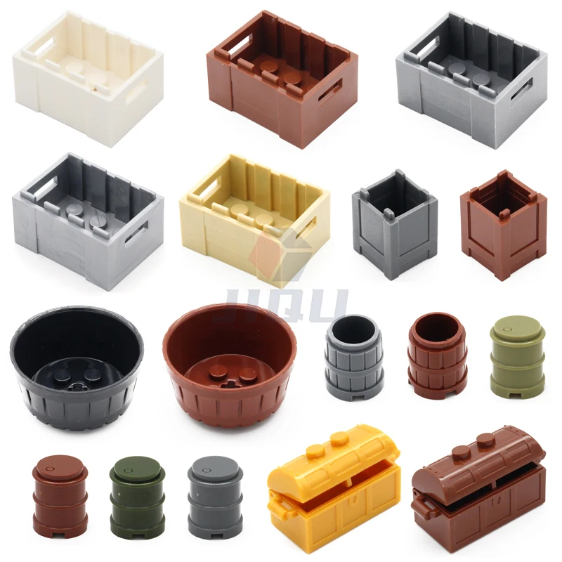 City Figure Container Accessori Building Blocks Crate Food Barrel Box Scrigno Del Tesoro 4738 30150 Moc Bricks Toys Friends Parts