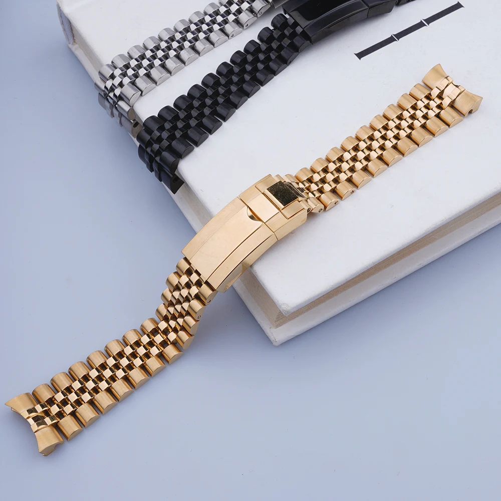 20Mm Argento Oro Acciaio Inossidabile Di Ricambio Cinturino Per Orologio Da Polso Bracciale Jubilee Con Chiusura Oyster Per Rolex Gmt Master Ii