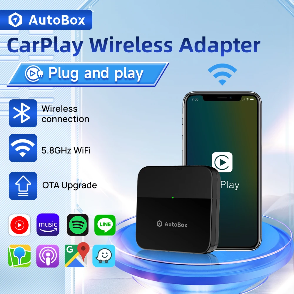 2024 Carplay Adattatore Wireless Apple Carplay Box Wireless Apple Carplay Dongle Fast Auto Connect Per Toyota Mazada 3 Byd Ford Car