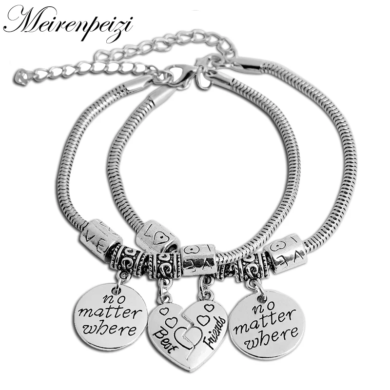 2Pcs Bbf Best Amici Non Importa Dove Bussola Split Cuore Spezzato Doppio Set Braccialetti Di Amicizia Regalo
