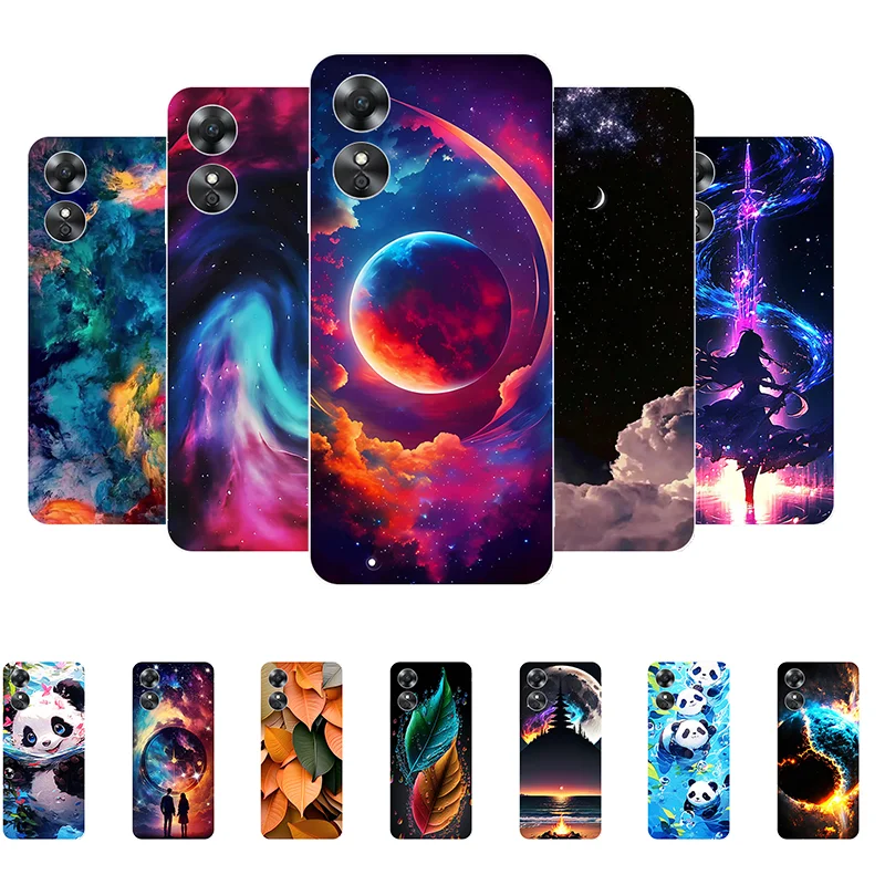 Per Oppo A17 Cover Cover Oppo A 17 A17 Custodia Lovely Panda Wolf Cover Posteriore In Silicone Morbido Per Custodia Per Telefono Oppo A17