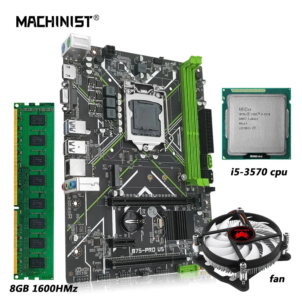Machinist B75 Lga 1155 Kit Set Scheda Madre Core I5 3570 Processore + Ddr3 8Gb 1600Mhz Memoria Combo + Cpu Cooler B75 Pro U5