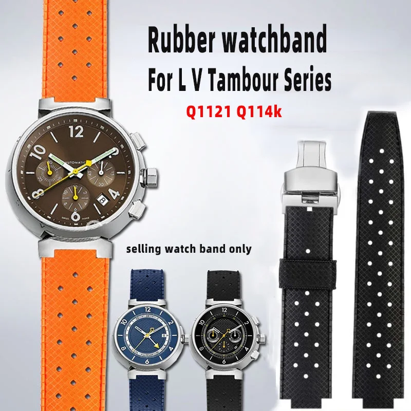 Cinturino In Gomma Per Louis Vuitton Tambour Series Lv Q1121 Q114K Cinturino Da Polso In Silicone Impermeabile 20-12Mm Convesso