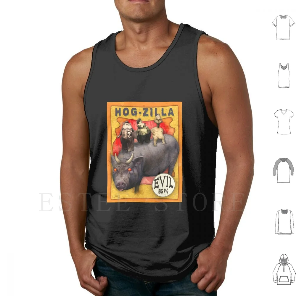 Hogzilla Carnival Banner Canotte Gilet Cotton Hogzilla Carnival Banner Carnival Retro Circus Freaks Segni Vintage Strani