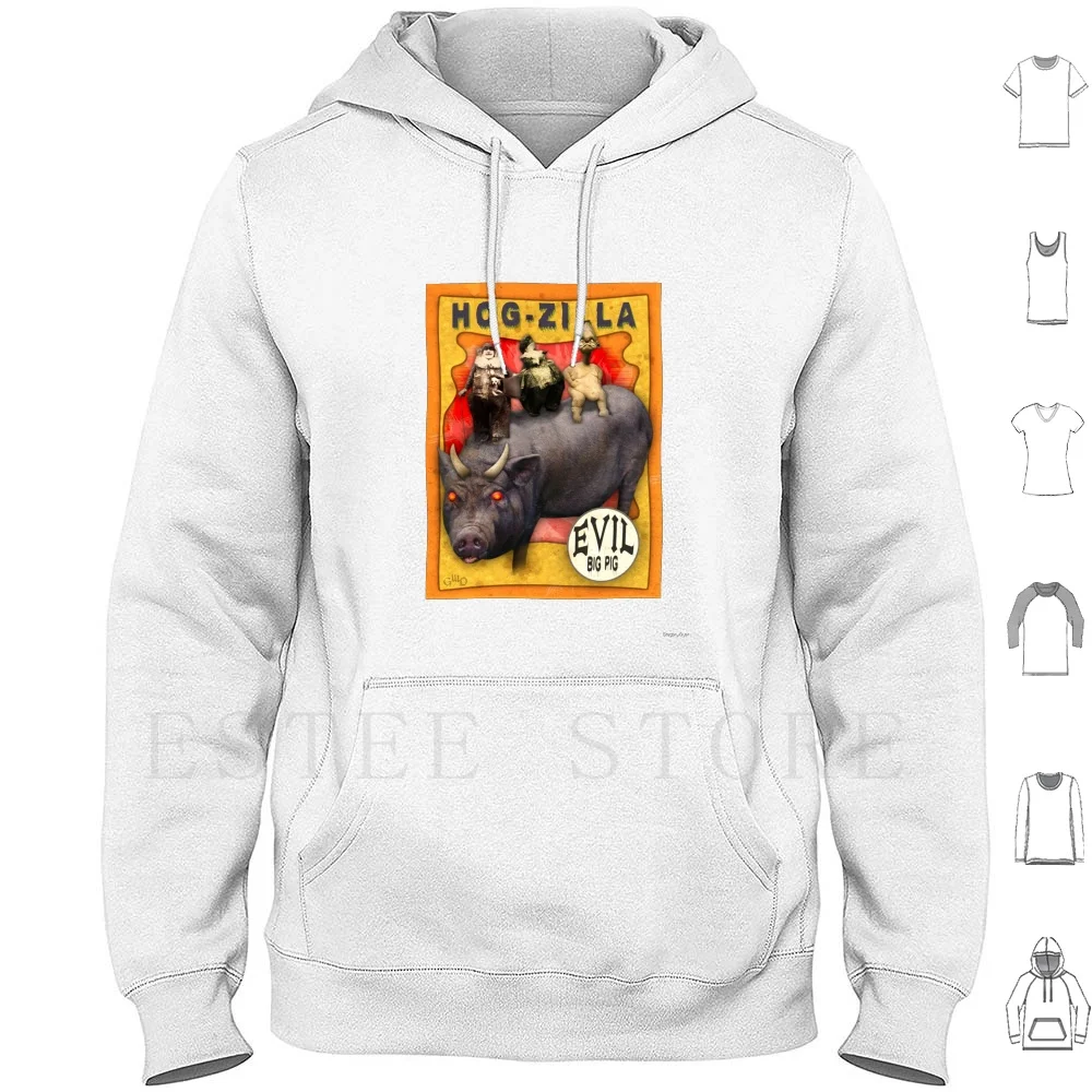 Hogzilla Carnival Banner Felpa Con Cappuccio Manica Lunga Hogzilla Carnival Banner Carnival Retro Circus Freaks Segni Vintage Strani