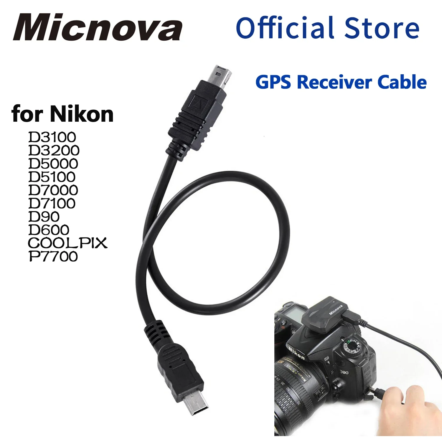 Cavo Gps-N3 Micnova Per Fotocamera Gps Per Nikon D3100 D3200 D5000 D5100 D7000 D90 D600 D7100 Coolpix P7700