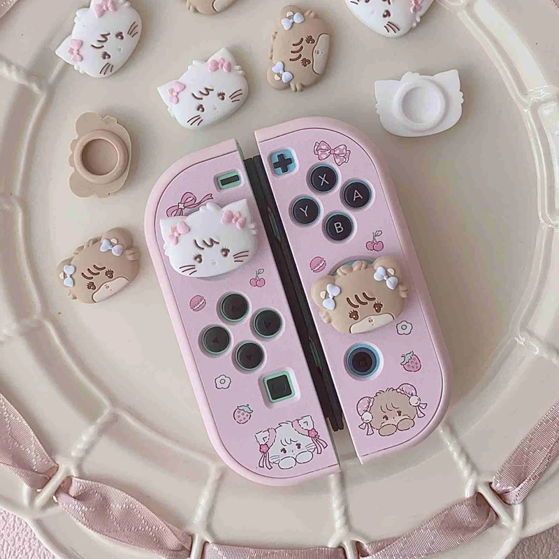 Custodia Per Nintendo Switch Oled Accessori Kawaii Cat Rocker Cap Cover In Silicone Joycon Rocker Shell Per Switch Ns Console Game