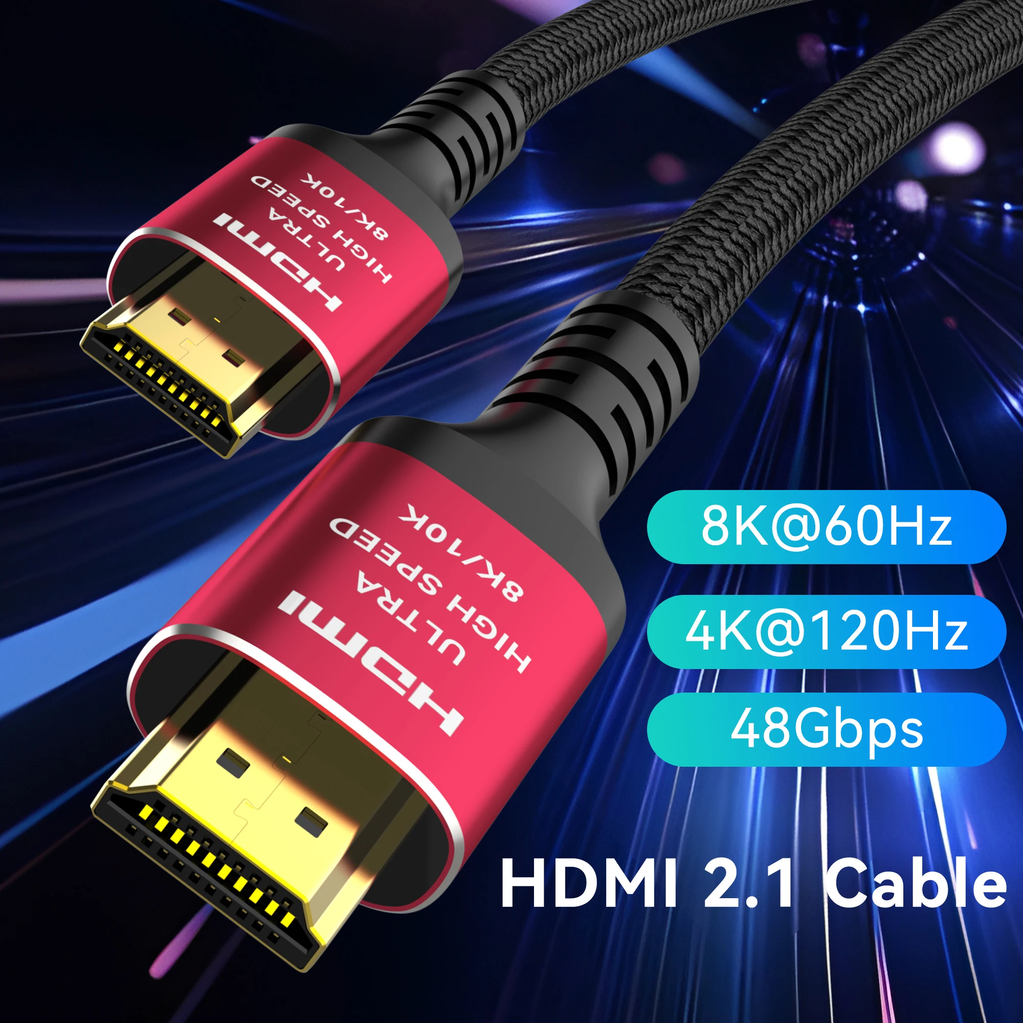 Cavo Cyanmi Long 8K Hdmi 2.1, 48Gbps, Cavo Hdmi 8K Cavo Intrecciato 4K @ 120Hz 8K @ 60Hz, Compatibile Con Roku Tv/Ps5/Hdtv/Rtx 3080 3090