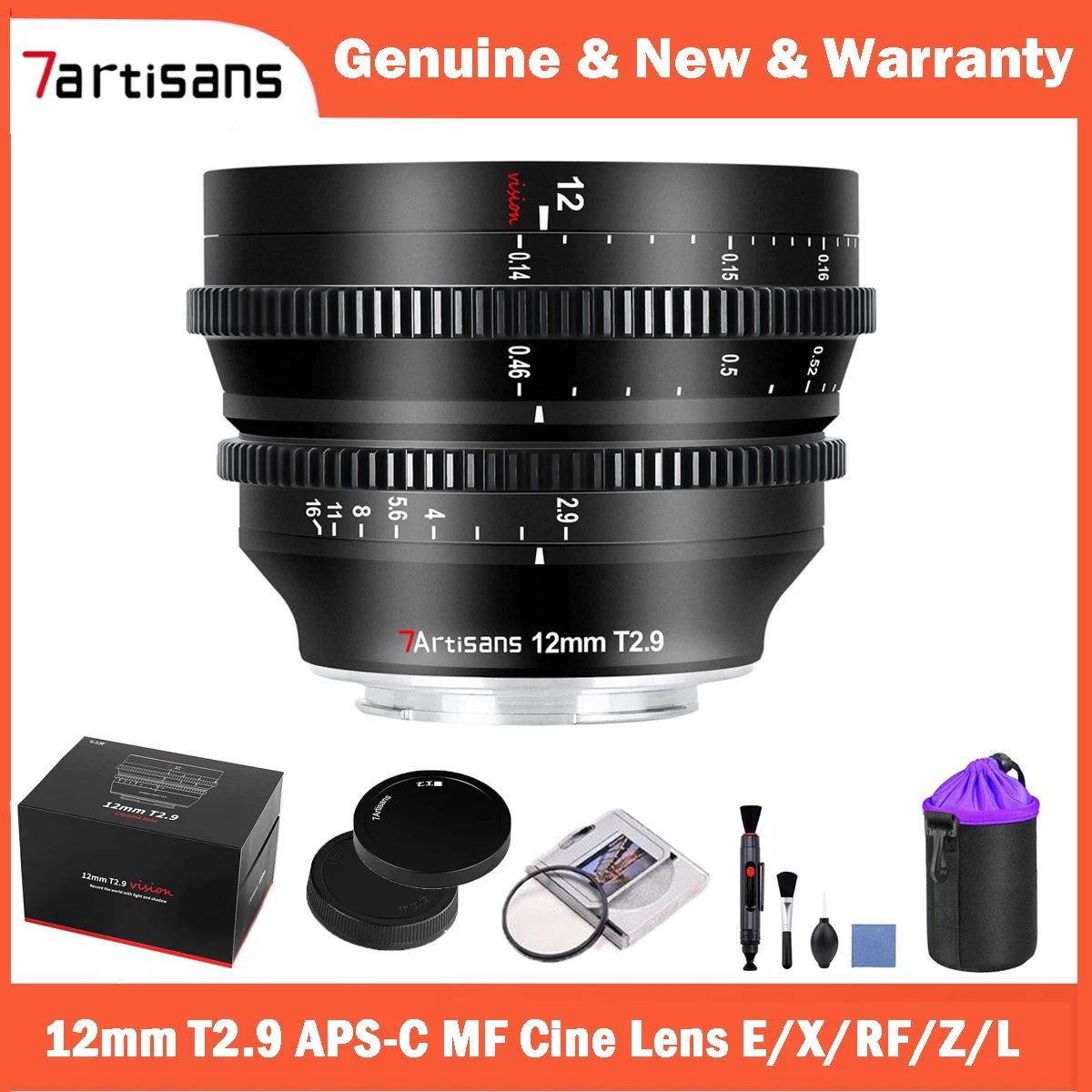 7 Artigiani 12Mm T2.9 Aps-C Obiettivo Cine Ultra Grandangolare Per Sony E Zve10 Micro 4/3 Fujifilm X Nikon Z Leica Tl Sigma Fp Canon Rf R5