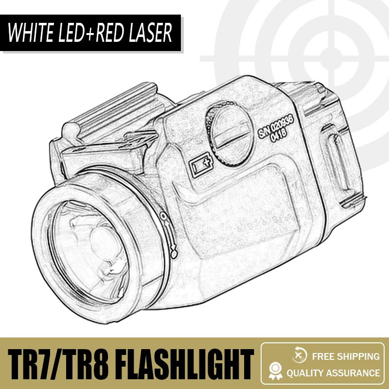 Tactical Tr7/Tr8 Led Pistola Pistola Luce Con Punto Rosso Puntatore Laser Mirino Per Glock 17 19 Cz75 1911 20Mm Rail