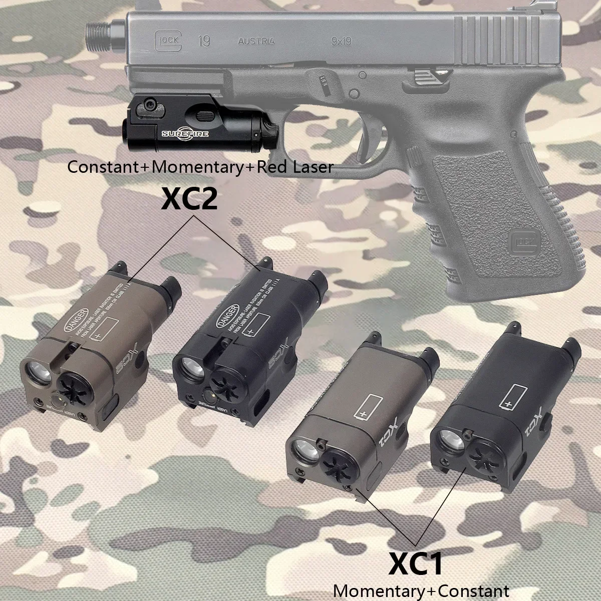 Tactical Surefire Xc2 Red Dot Laser Light Xc1 Arma Scout Caccia Torcia A Led Per Pistola Softair Glock 17 19 Fit 20Mm Rail