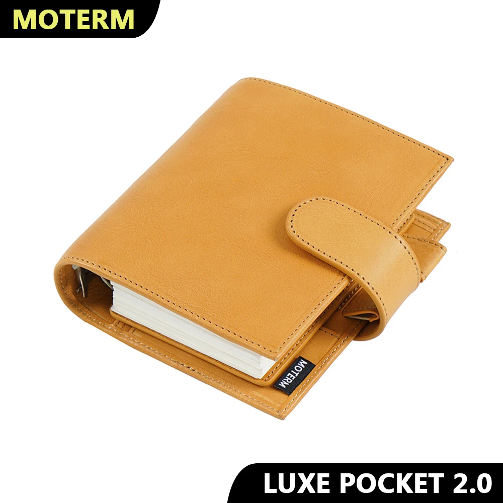 Motherm Full Grain Veg Tan Leather Pocket Luxe 2.0 Anelli Planner A7 Notebook Con Anelli Da 30Mm Agenda Organizer Diario