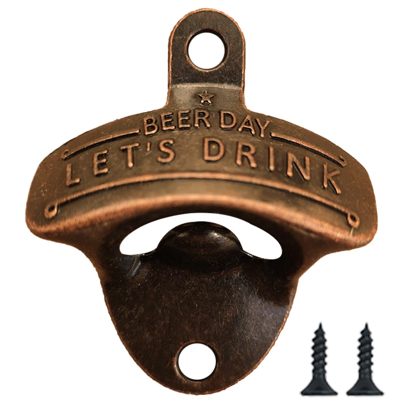1Pc Apribottiglie In Lega Goffrata A Parete Vintage Retro Hanging Beer Opener Strumenti Fai Da Te Per Bbq Pub Bar Accessori Da Cucina