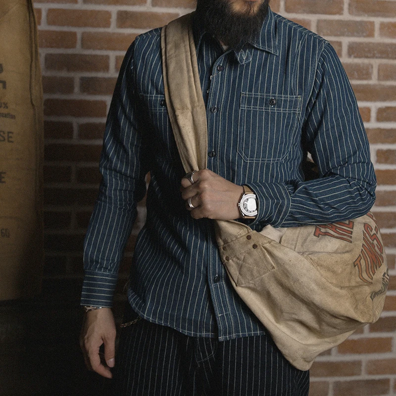 Non Magazzino Wabash Lavoro Della Banda Shirt Vintage Denim Foro Di Sfiato Workshirts Per Gli Uomini