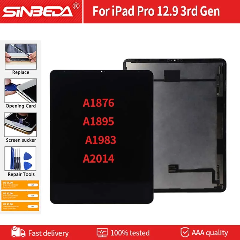 12.9 "Aaaa ++++ Lcd Per Ipad Pro 12.9 3Rd Gen A1876 A1895 A1983 A2014 Display Lcd Touch Screen Assembly Per Ipad Pro 13 Lcd