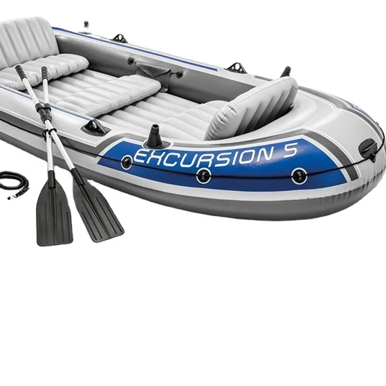 Originale Intex 68325 Gommone Kayak Escursione Barca Set 5 Persone Canoa In Pvc Con Pompa