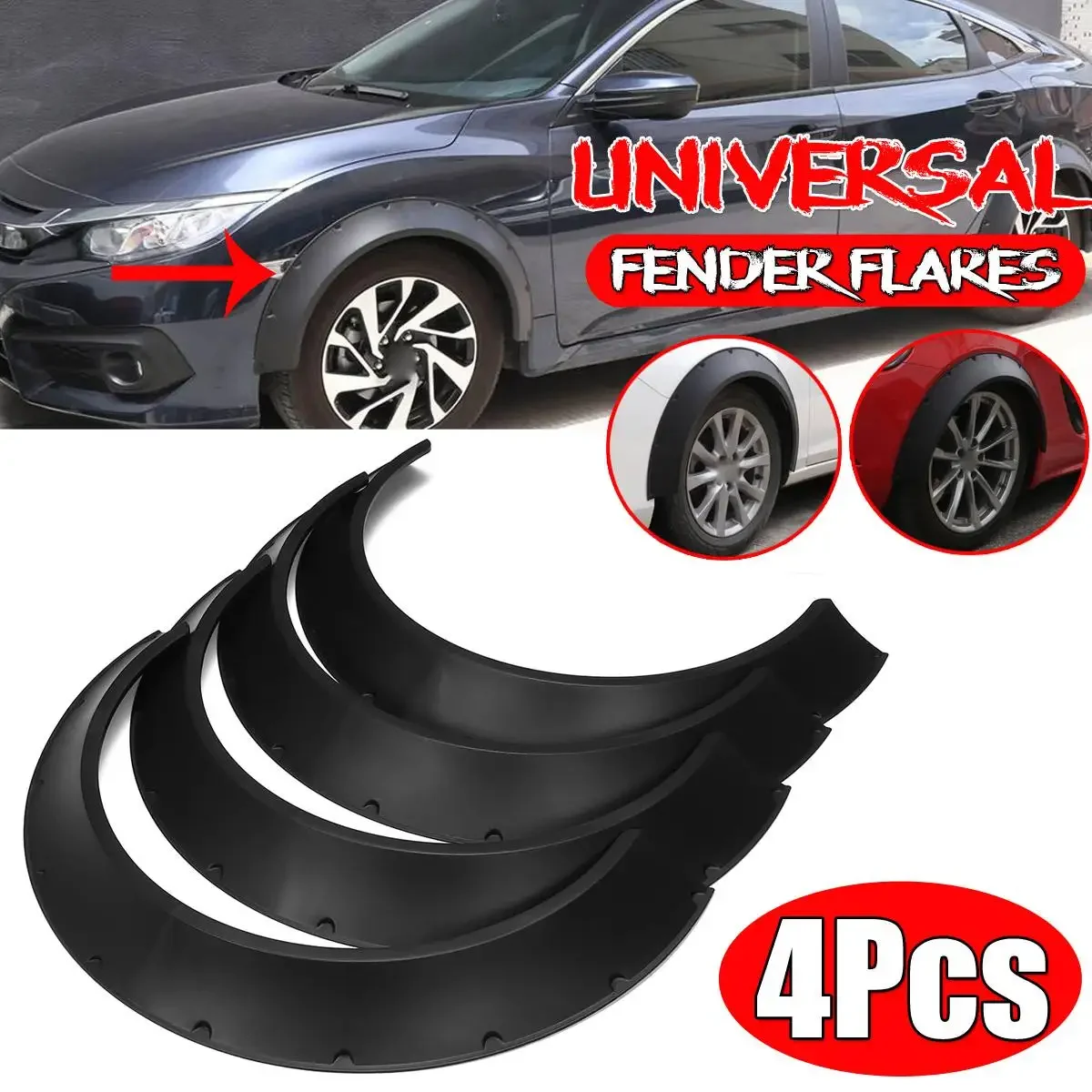 4Pcs Universal Car Wide Per Fender Flares Passaruota Extension Mud Per Audi A3 A4 A5 S3 S4 S5 Rs5 S-Line A6 A7 A8 Tt Body Kit