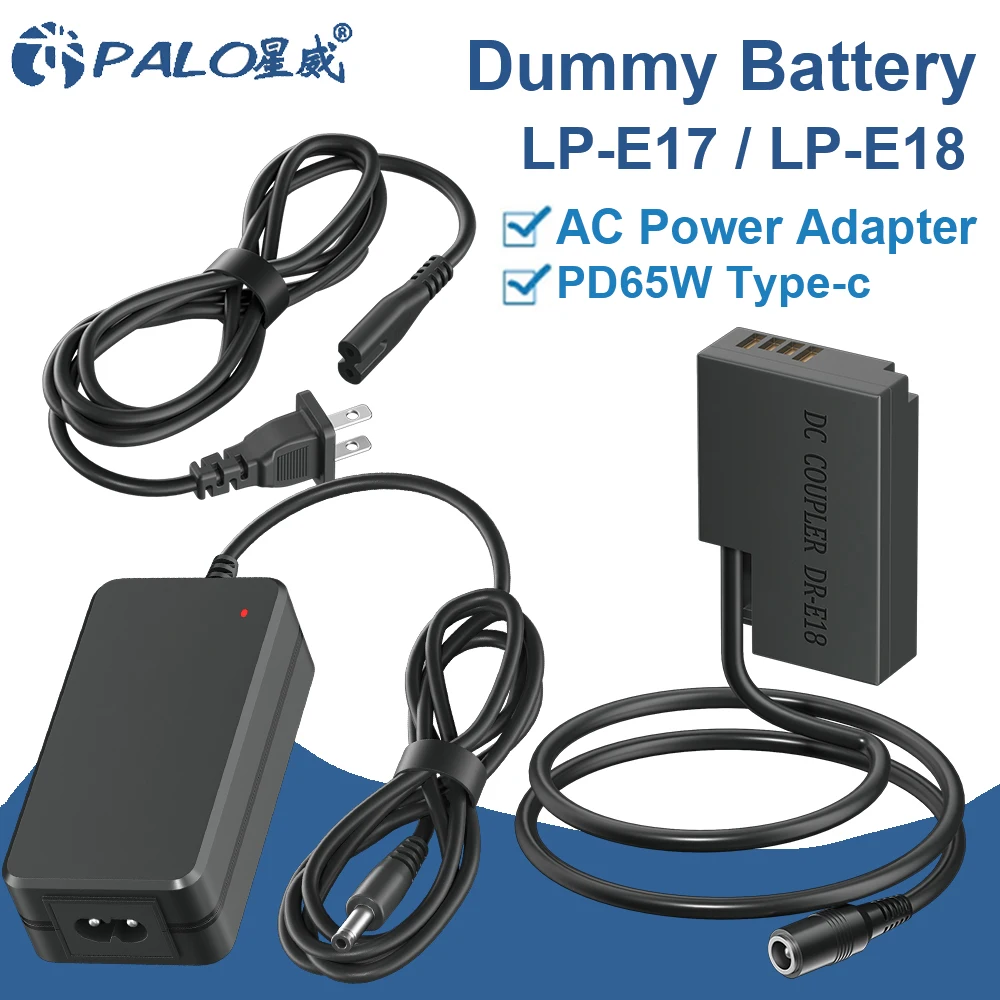 Palo Dr-E18 Dc Power Ac Adapter Lp-E17 Lp-E18 Batteria Fittizia Per Canon Eos 77D 200D 250D 750D 760D 800D 850D 8000D 9000D Rp