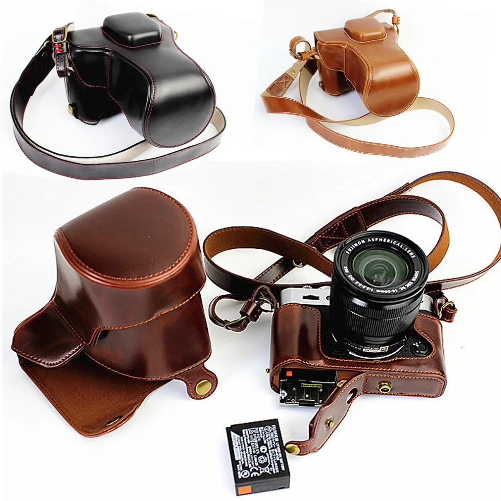 Di Cuoio Dell'Unità Di Elaborazione Sacchetto Della Macchina Fotografica Per Fujifilm Xt10 Xt20 Xt30 16-50Mm 18-55Mm Lens Cassa Della Macchina Fotogra