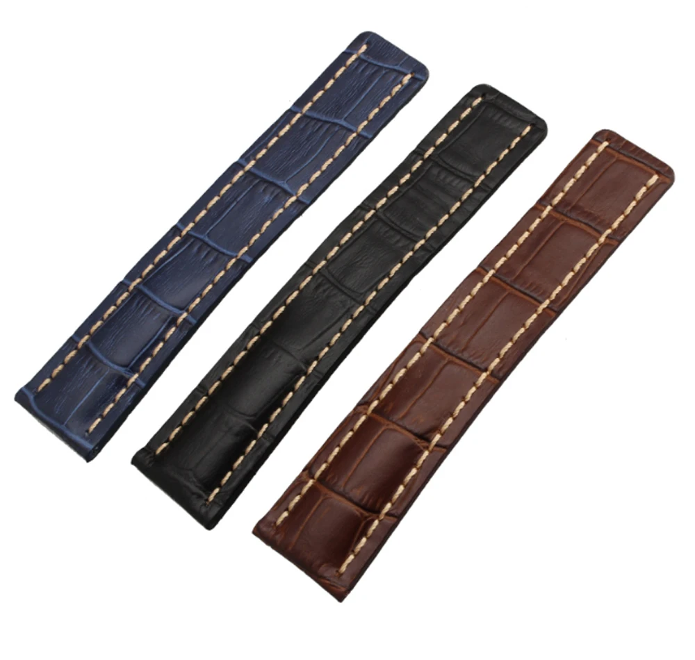 22Mm/24Mm Cinturino Cinturino In Pelle Cinturino Per Breitling Navitimer Transocean Ba57 A193701 760P2 Bracciale Nero Marrone Blu