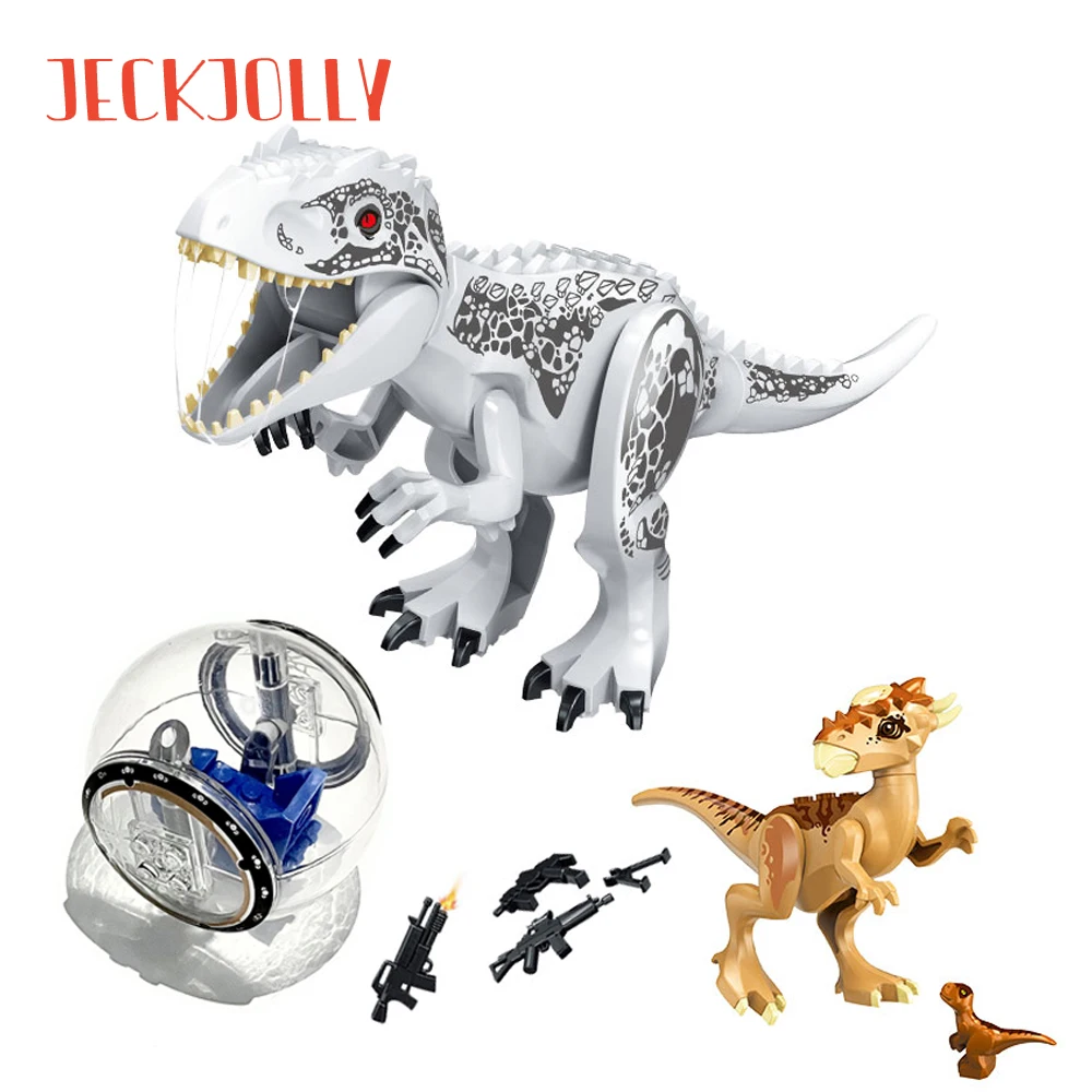 Jurassic World Dinosaur Building Block Figure Indoraptor Velocraptor Triceratop T-Rex Dino Brick Toy Regalo Di Natale