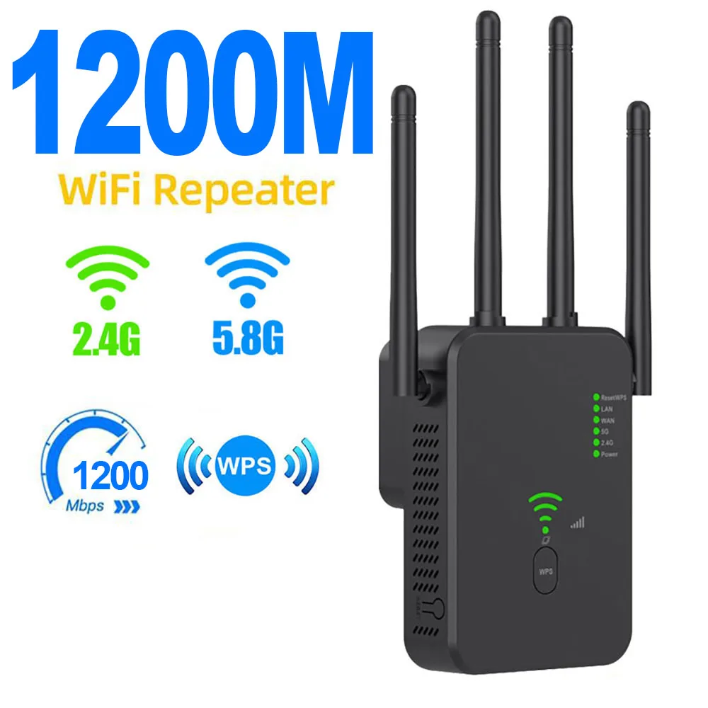 1200Mbps Wireless Wifi Repeater Wifi Signal Booster Dual-Band 2.4G 5G Wifi Extender 802.11Ac Gigabit Wifi Amplificatore Wps Router