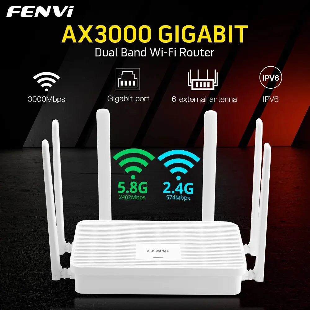 Fivi Ax3000 Wifi6 Router Gigabit 2.4G/5Ghz 802.11Ax Amplificatore Di Segnale Wireless Booster Dual-Band 5G System Wpa3 Per L'Home Office