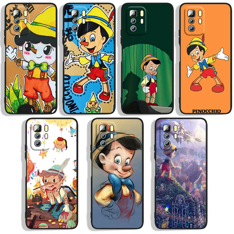 Custodia Per Telefono Pinocchio Cartoon Per Xiaomi Redmi Note 4X 5 5A(32Gb) 6 7 8T 8 9 9T 9Pro Max 9S Pro Black Funda Cover Soft Silicone
