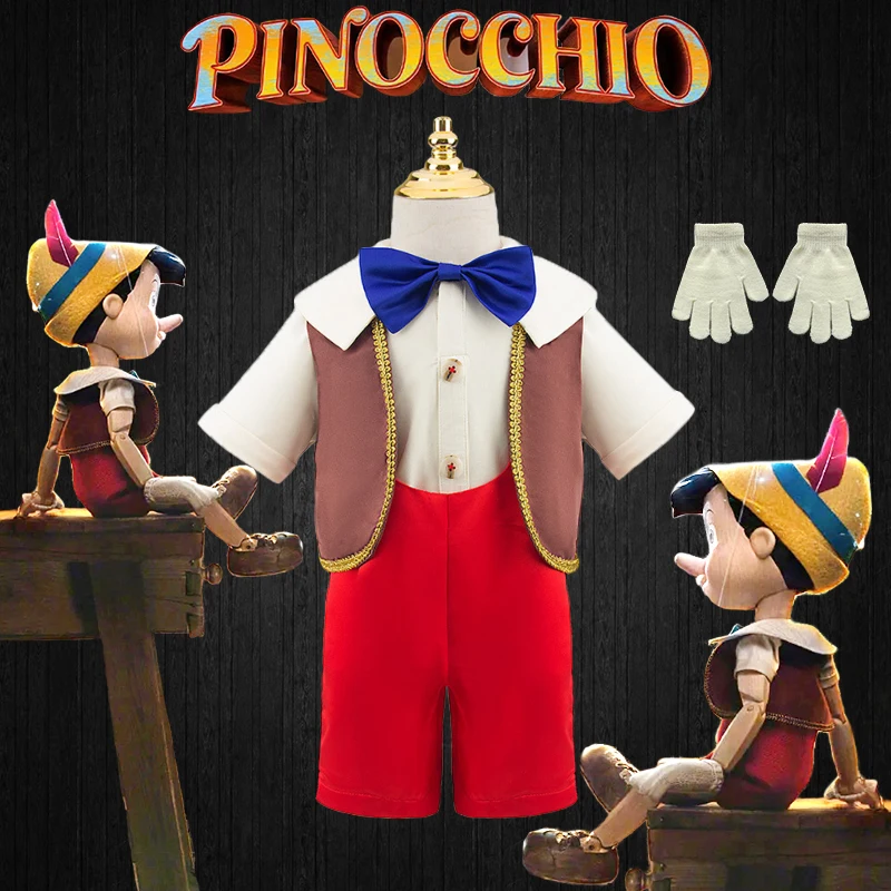 New Kids Puppet Pinocchio Costume Halloween Cosplay Tuta Per Occasioni Del Neonato + Gilet + Camicia Stage Show Set Di Abbigliamento Per Feste