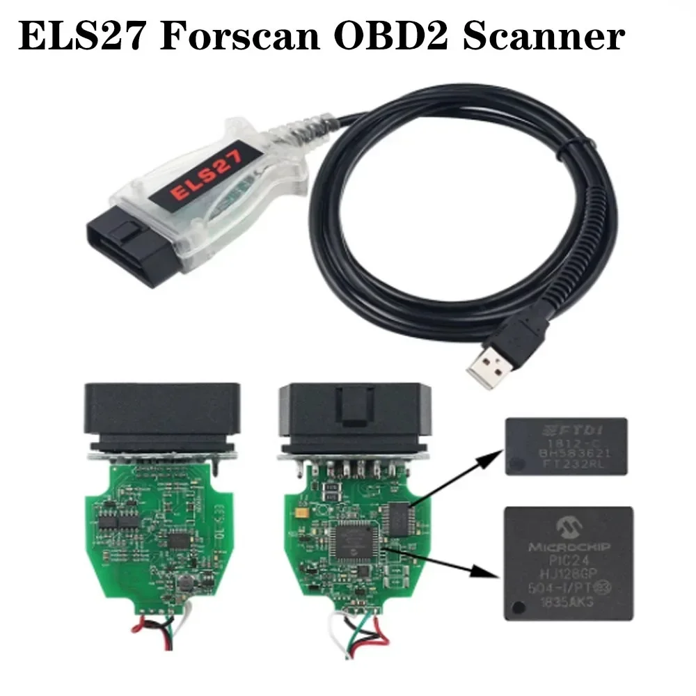 Els27 Forscan Obd2 Scanner Els 27 Per Scan Usb Diagnostic Cable Els27 Forscan Per Ford/Mada/Lincoln/Mercury Vihicles Ftdi Chip