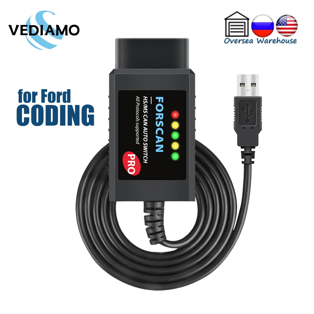Forscan Pro Elm327 V1.5 Per Codifica Ford Usb Obd2 Scanner Adapter Strumento Diagnostico Per Auto Hs/ Ms Can Switch Automatico F150 F250 F350 F450